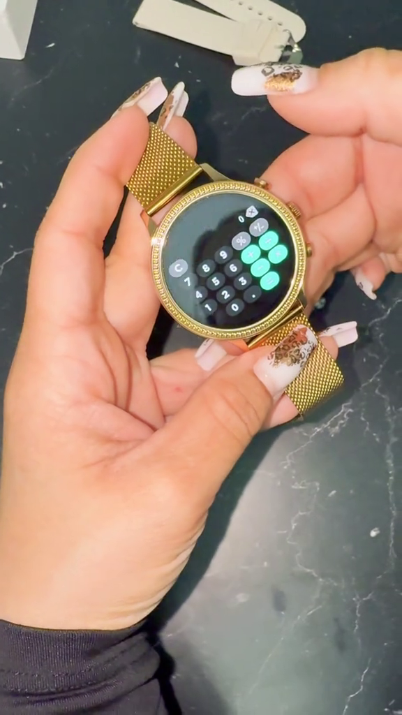 Ceas Smartwatch Dama, Curea Metalica și Silicon Sunshine Gold