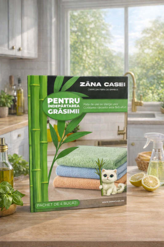 1+1 GRATIS! Set 4 Cârpe Magice din Fibră de Bambus Zâna Casei