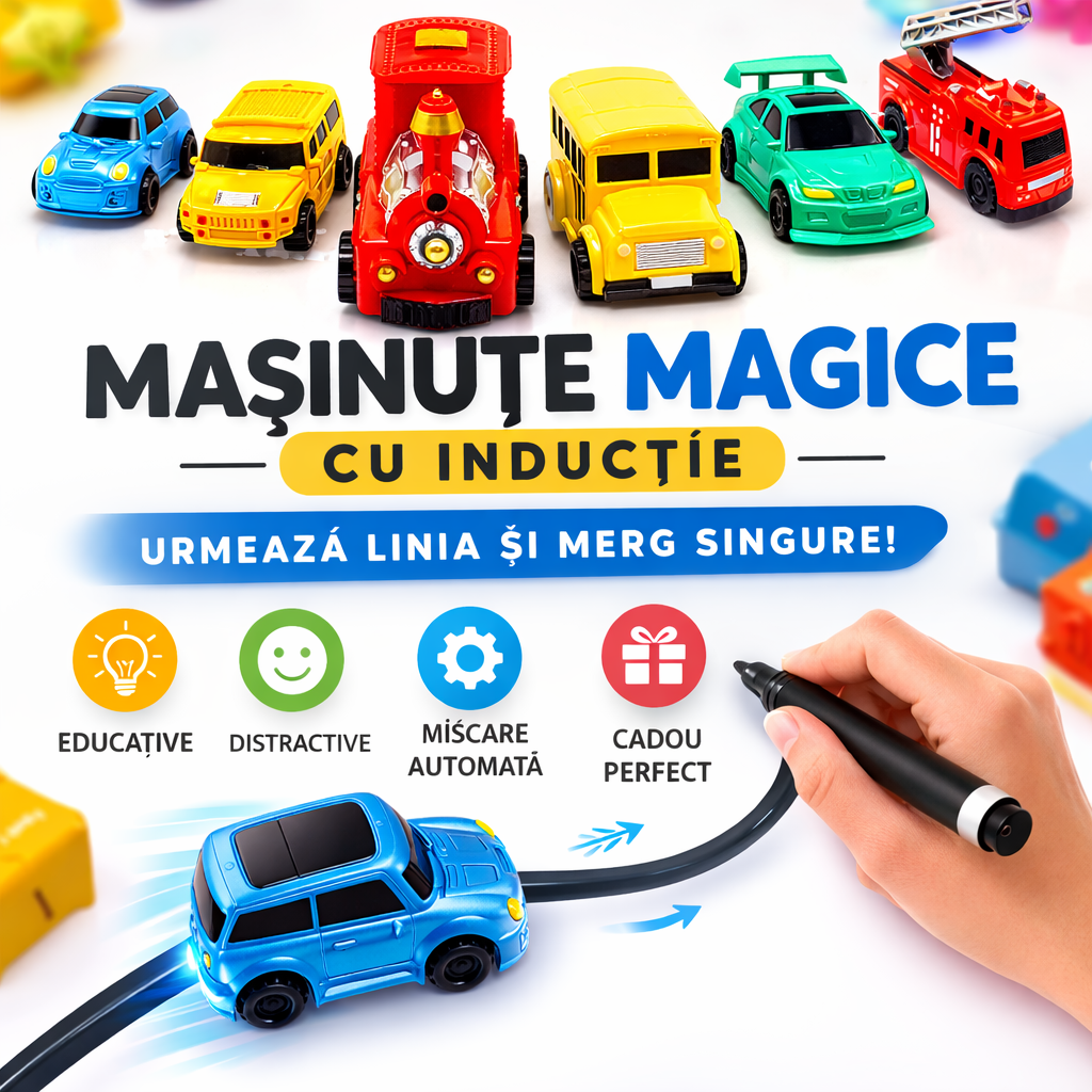 Mașinuță Magică cu Inducție 3+ Ani – Marker & Baterii Incluse,