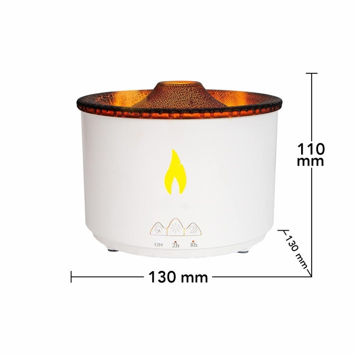 Umidificator cu Aromaterapie – Efect Vulcan & Flacără, LED Inteligent, Rezervor 300 ml