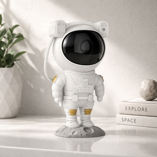 Proiector de Stele Astronaut – Lampa de Veghe cu Rotire 360°, Telecomandă și Efecte de Galaxie