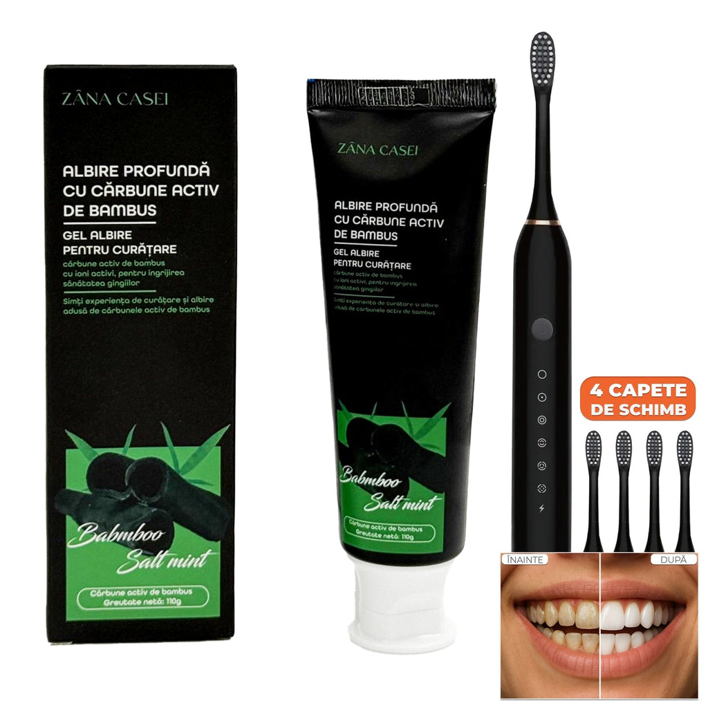 PASTA ALBIRE DINTI ZANA CASEI + CADOU PERIUTA SONIC CLEAN X3 cu 4 REZERVE