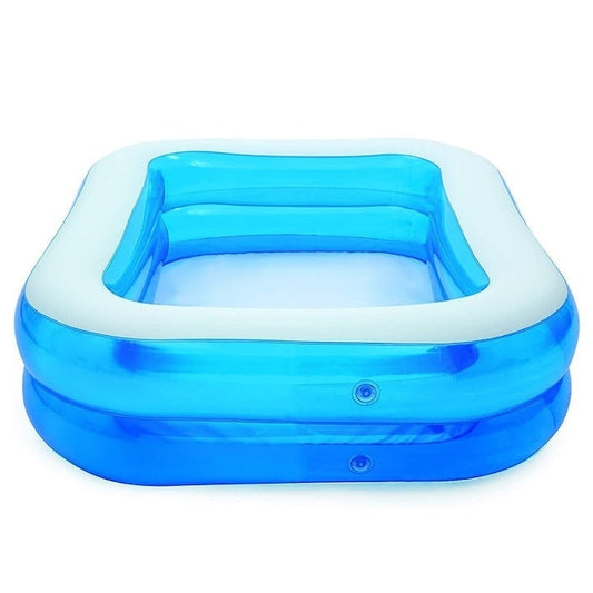 Piscină Gonflabilă Dreptunghiulară pentru Copii 201x150x51 cm – Alb/Albastru, Vinil Rezistent