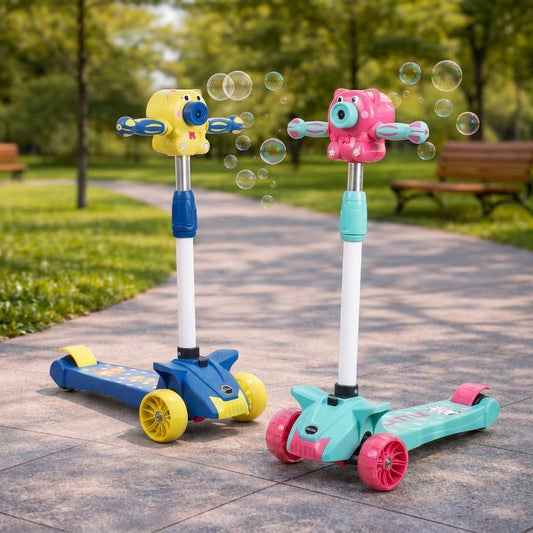 Trotinetă cu Bule de Săpun și șezut – Model Cățeluș Interactiv cu Lumini și Muzică pentru Copii