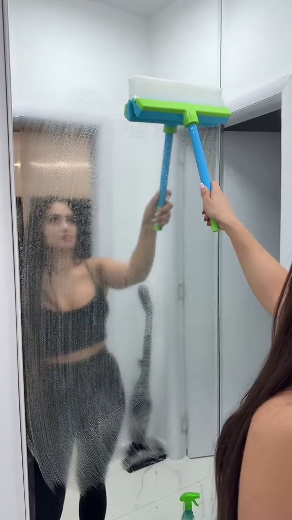 Racletă 3 în 1 pentru Geamuri din Silicon Reciclabil, cu Lamă Rotativă și Lavetă din Microfibră