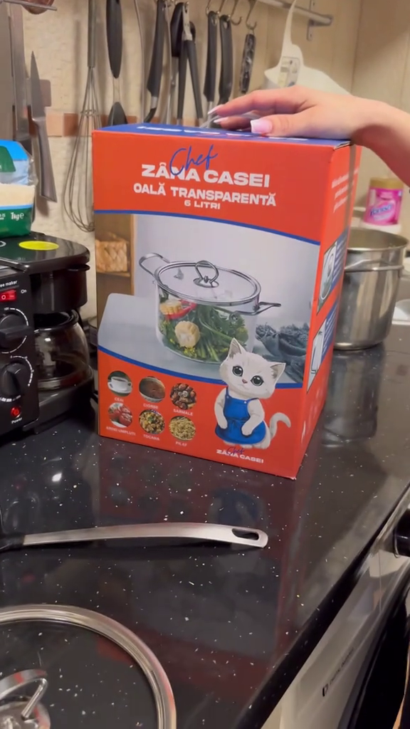 Oală Transparentă din Sticlă Borosilicată 5.5L cu Capac – Zâna Casei, Modernă, Rezistentă la Căldură