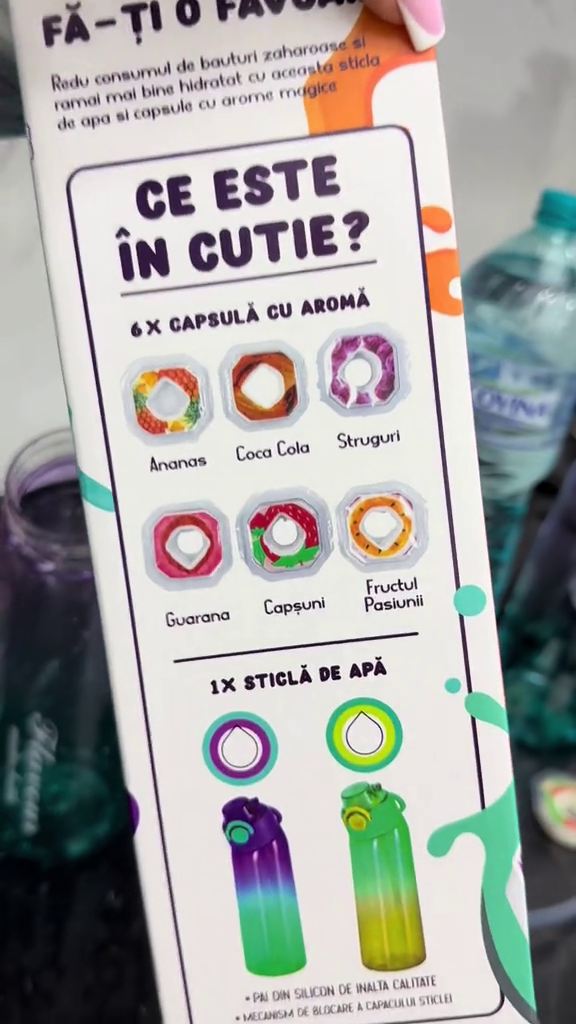 Sticlă Magică 6 Arome incluse (Fără Zahăr, Cu Miros), 900 ml, Design Inovator