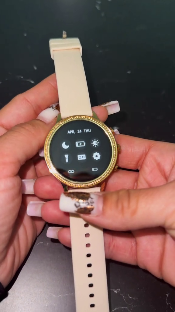Ceas Smartwatch Dama, Curea Metalica și Silicon Sunshine Gold